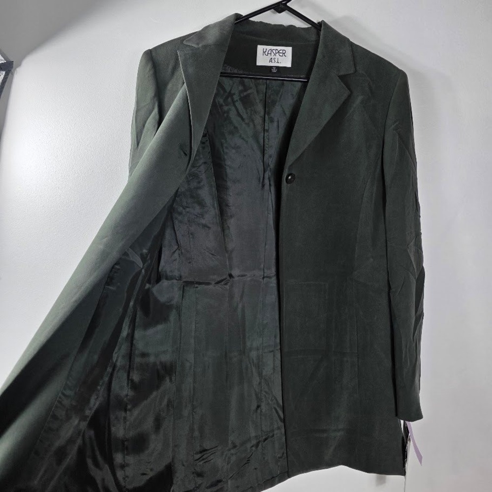 Kasper Women's Silk Dark Green Single-Button Blazer